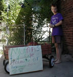 The muffin salesman ready for action