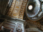 The baroque ceiling and dome.  The pattern on the ceiling is very much like that in the Roman Basilica Maxentius and Pantheon and the dome is slightly smaller than the Pantheon's in diameter.  This has led some to describe the design of St. Peter's as the Pantheon atop the Basilica Maxentius