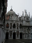 The Doge's courtyard.  On the last Sunday of Carnival, a bull hunt was held here to amuse the doge's maidservants.  