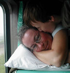 Monica getting a kiss from Tote