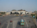 Big intersection at northeast corner of Temple of Heaven Park.  Beijing is no longer a city of shops and street stalls.  It now consists primarily of big, hot streets.  In the neighborhoods, the big streets usually have trees.  Yet, in the main, things in Beijing are separated by long, boring stretches of street.  We have yet to find a place that is "walkable" in the sense of being interesting to walk around in.