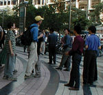 Mark with airplane ticket touts.
