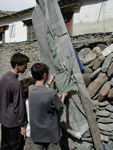 Kids examining prayer flags