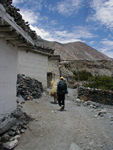 Mark walking north to Pokhara behind people carrying bundles of grass