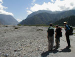 We're off the trail we are supposed to be on and wondering whether we can wade the river.  We were misled by a few bridges.  From a distance, we couldn't discern that they were in the middle of one stream or another.  So, we waded out to them, waded the side streams, and generally had a great time.