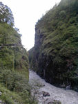The gorge and river and the path up on the left side