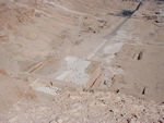 Looking down at Queen Hatshepsut's mortuary temple. Partly rock cut, partly freestanding.  