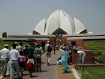 The lotus-shaped temple, surrounded by reflecting pools, sits on a small hill and is visible from many spots in Delhi.  It's bright white surfaces and unusual design stand out.