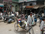 Bicycle rickshaw.  They don't seem to be allowed in New Delhi